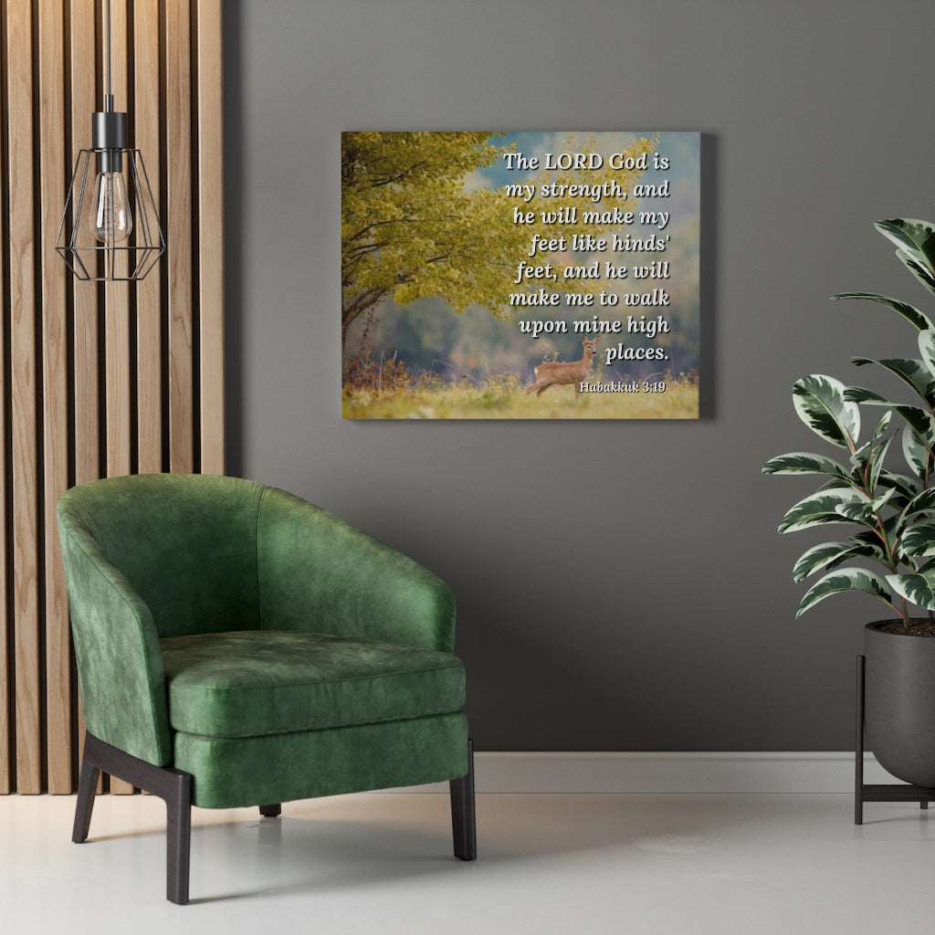 Scripture Walls My Strength Habakkuk 3:19 Bible Verse Canvas Christian Wall Art Ready to Hang Unframed-Express Your Love Gifts