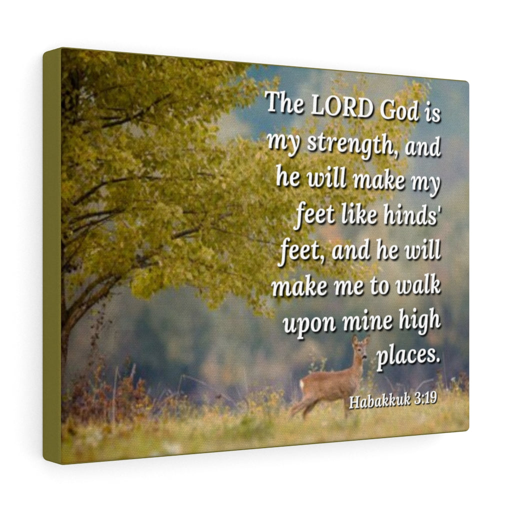 Scripture Walls My Strength Habakkuk 3:19 Bible Verse Canvas Christian Wall Art Ready to Hang Unframed-Express Your Love Gifts