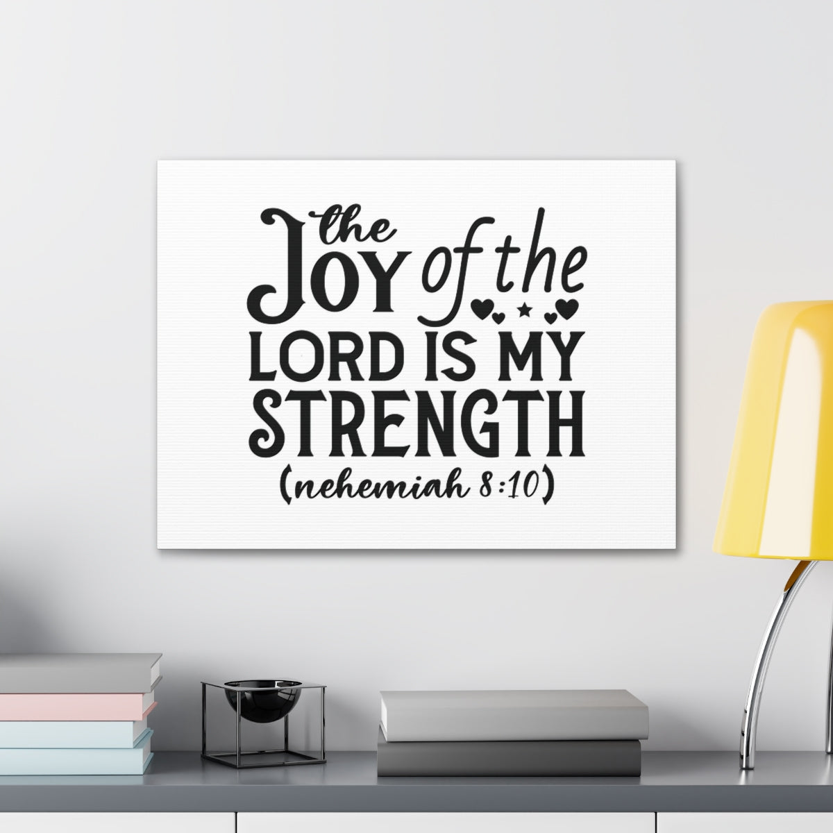Scripture Walls My Strength Nehemiah 8:10 Hearts Bible Verse Canvas Christian Wall Art Ready to Hang Unframed-Express Your Love Gifts