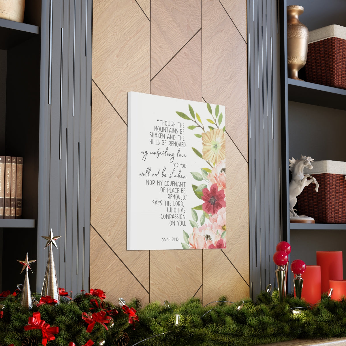 Scripture Walls My Unfailing Love Isaiah 54:40 Flowers Bible Verse Canvas Christian Wall Art Ready to Hang Unframed-Express Your Love Gifts