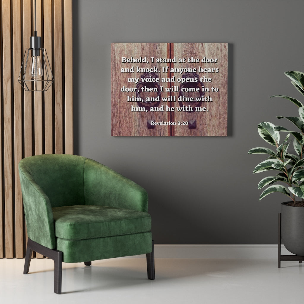 Scripture Walls My Voice Revelation 3:20 Bible Verse Canvas Christian Wall Art Ready to Hang Unframed-Express Your Love Gifts