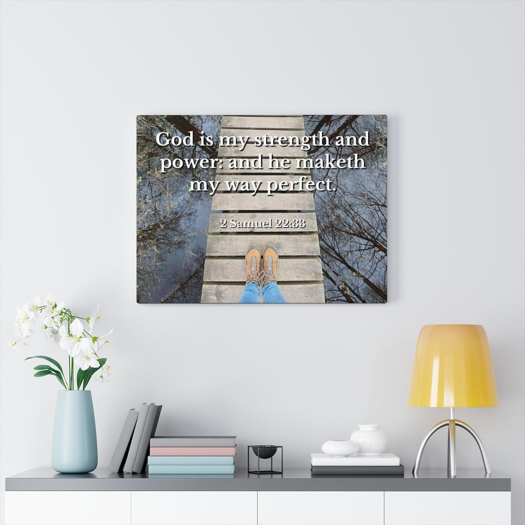 Scripture Walls My Way 2 Samuel 22:33 Bible Verse Canvas Christian Wall Art Ready to Hang Unframed-Express Your Love Gifts