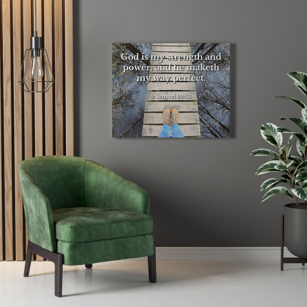 Scripture Walls My Way 2 Samuel 22:33 Bible Verse Canvas Christian Wall Art Ready to Hang Unframed-Express Your Love Gifts
