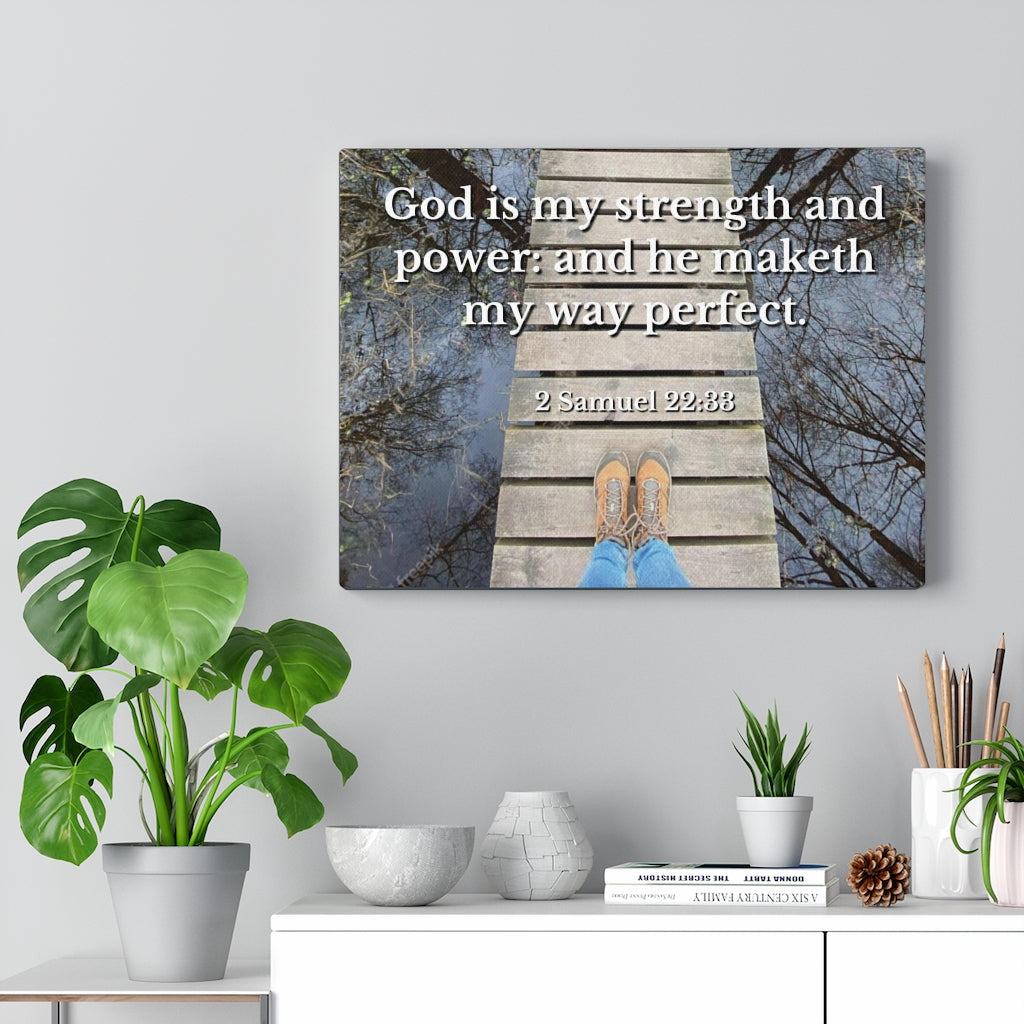 Scripture Walls My Way 2 Samuel 22:33 Bible Verse Canvas Christian Wall Art Ready to Hang Unframed-Express Your Love Gifts