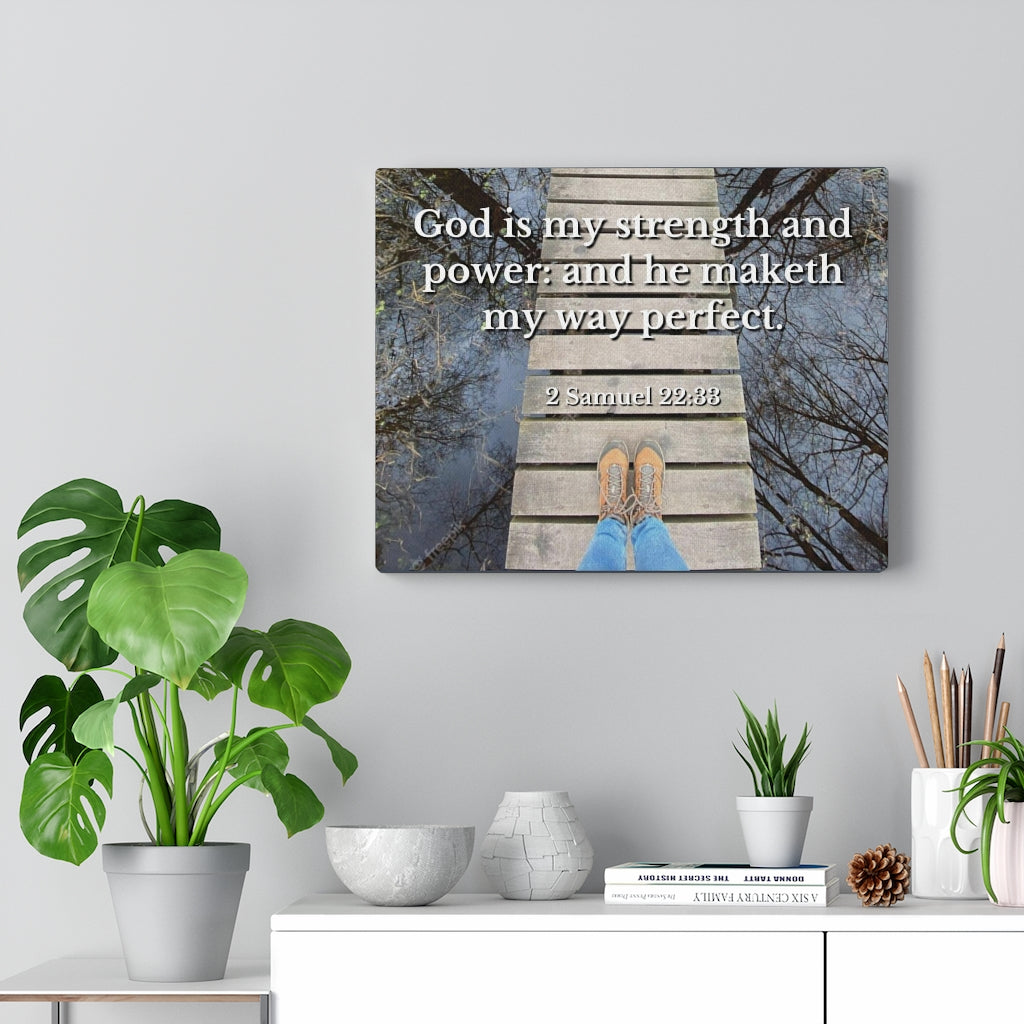 Scripture Walls My Way 2 Samuel 22:33 Bible Verse Canvas Christian Wall Art Ready to Hang Unframed-Express Your Love Gifts