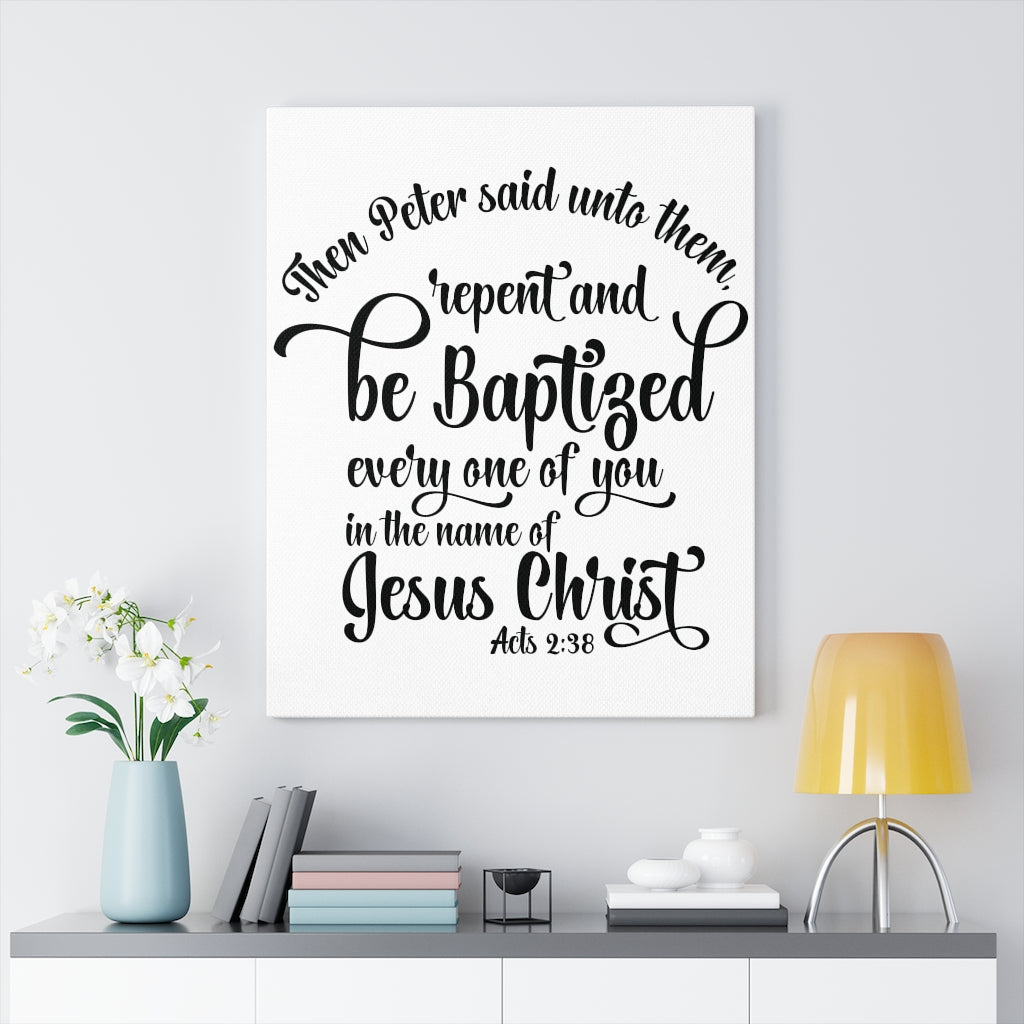 Scripture Walls Name Of Jesus Acts 2:38 Bible Verse Canvas Christian Wall Art Ready to Hang Unframed-Express Your Love Gifts