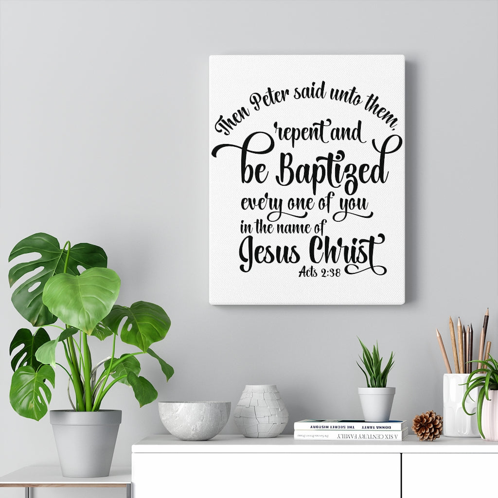 Scripture Walls Name Of Jesus Acts 2:38 Bible Verse Canvas Christian Wall Art Ready to Hang Unframed-Express Your Love Gifts