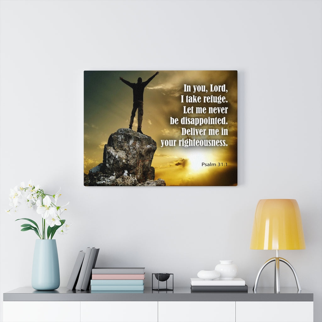 Scripture Walls Never Be Disappointed Psalm 31:1 Bible Verse Canvas Christian Wall Art Ready to Hang Unframed-Express Your Love Gifts