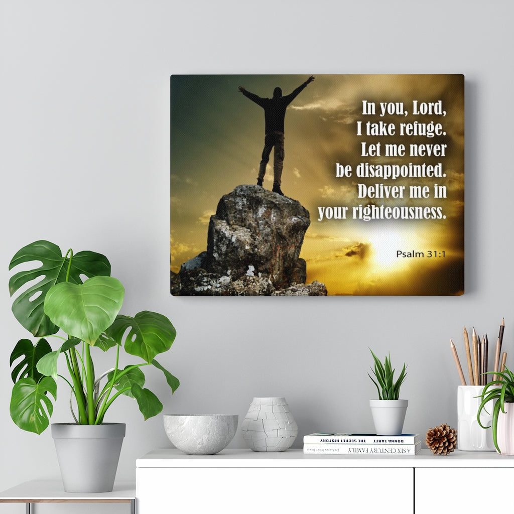 Scripture Walls Never Be Disappointed Psalm 31:1 Bible Verse Canvas Christian Wall Art Ready to Hang Unframed-Express Your Love Gifts