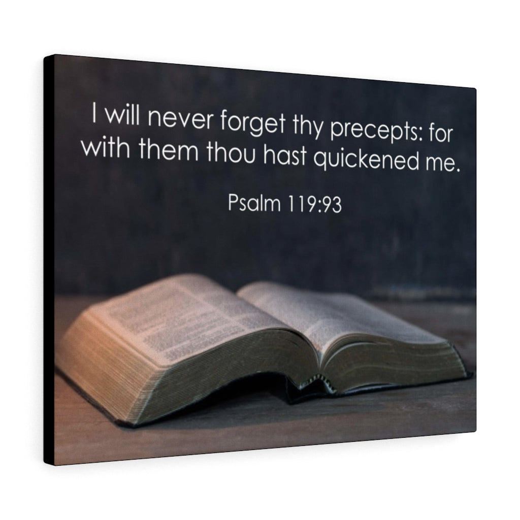 Scripture Walls Never Forget Thy Precepts Psalm 119:93 Bible Verse Canvas Christian Wall Art Ready to Hang Unframed-Express Your Love Gifts