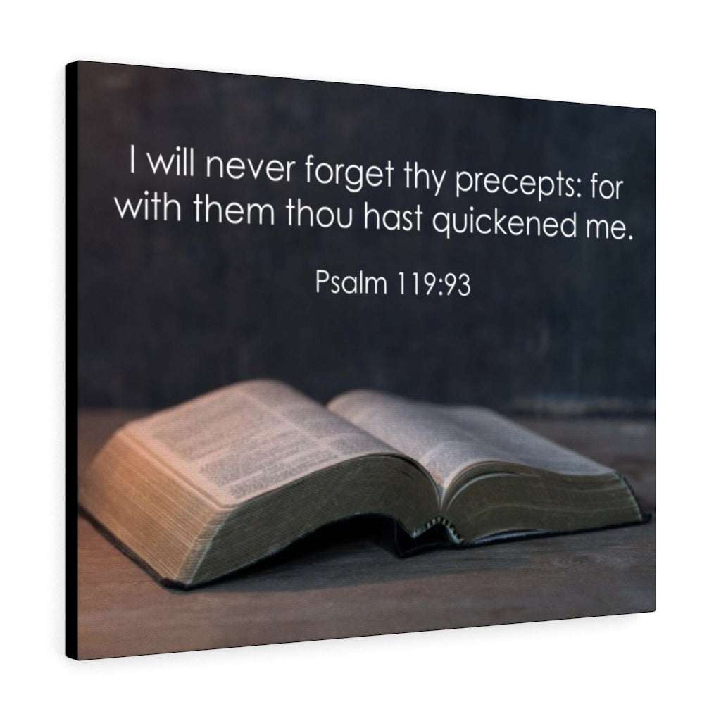 Scripture Walls Never Forget Thy Precepts Psalm 119:93 Bible Verse Canvas Christian Wall Art Ready to Hang Unframed-Express Your Love Gifts