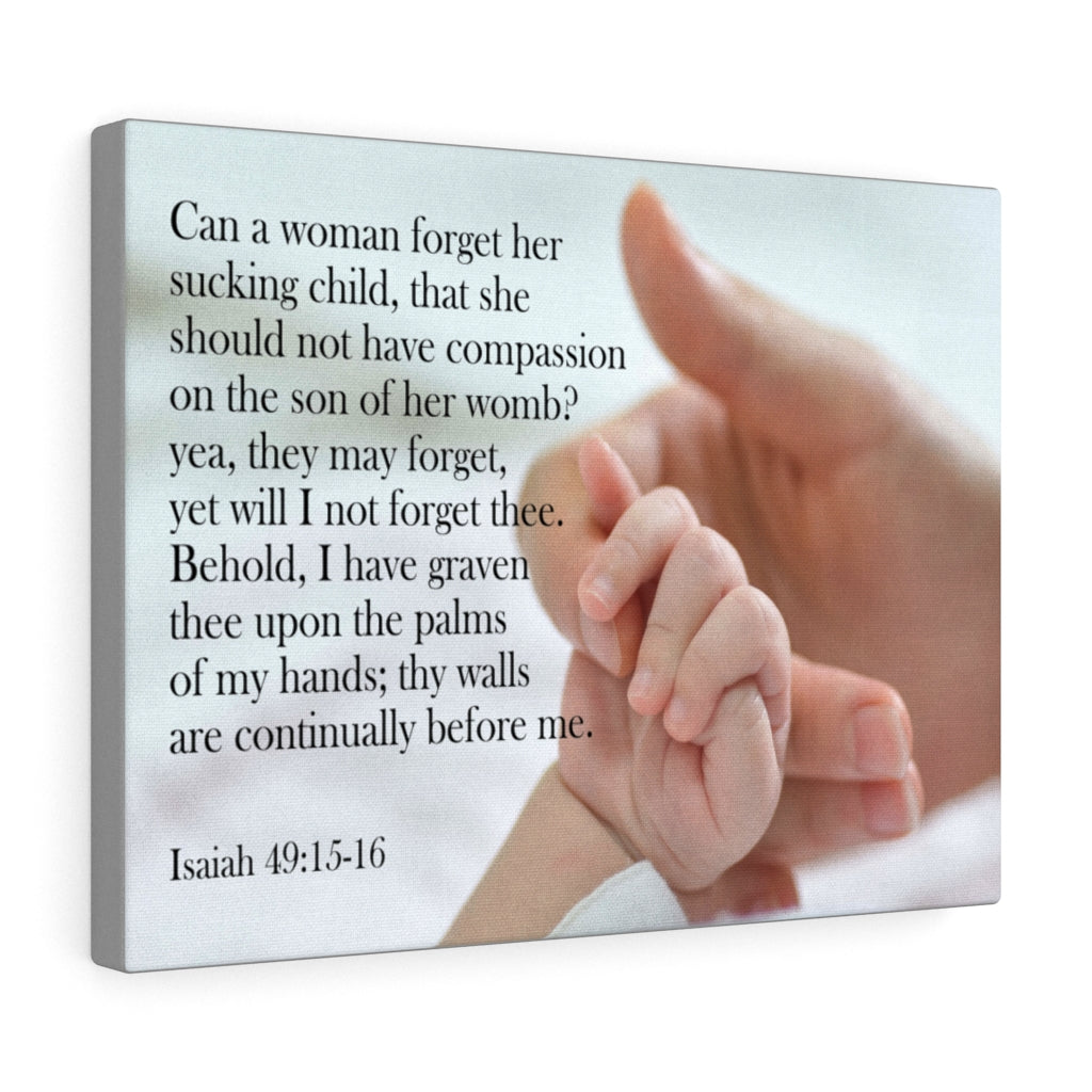 Scripture Walls Never Forgotten Isaiah 49:15-16 Bible Verse Canvas Christian Wall Art Ready to Hang Unframed-Express Your Love Gifts