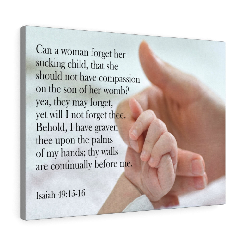 Scripture Walls Never Forgotten Isaiah 49:15-16 Bible Verse Canvas Christian Wall Art Ready to Hang Unframed-Express Your Love Gifts
