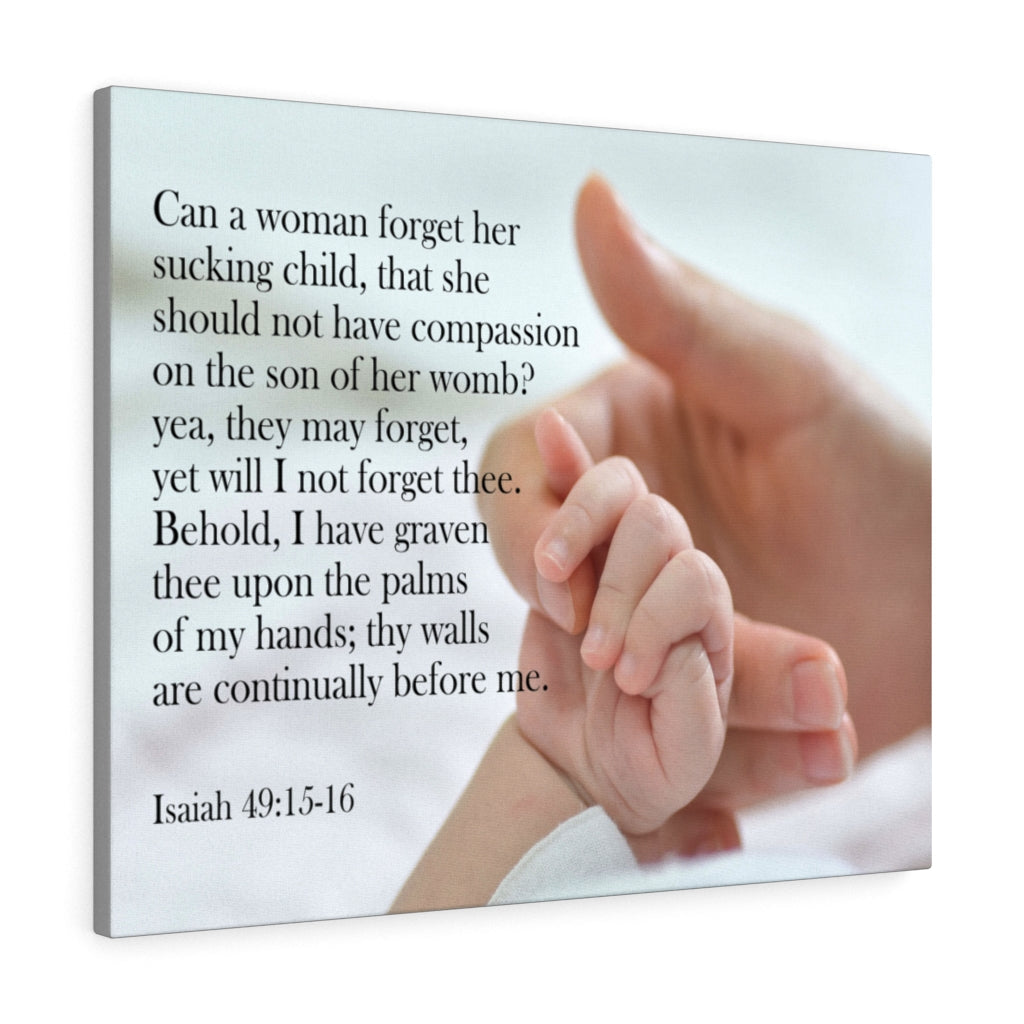 Scripture Walls Never Forgotten Isaiah 49:15-16 Bible Verse Canvas Christian Wall Art Ready to Hang Unframed-Express Your Love Gifts