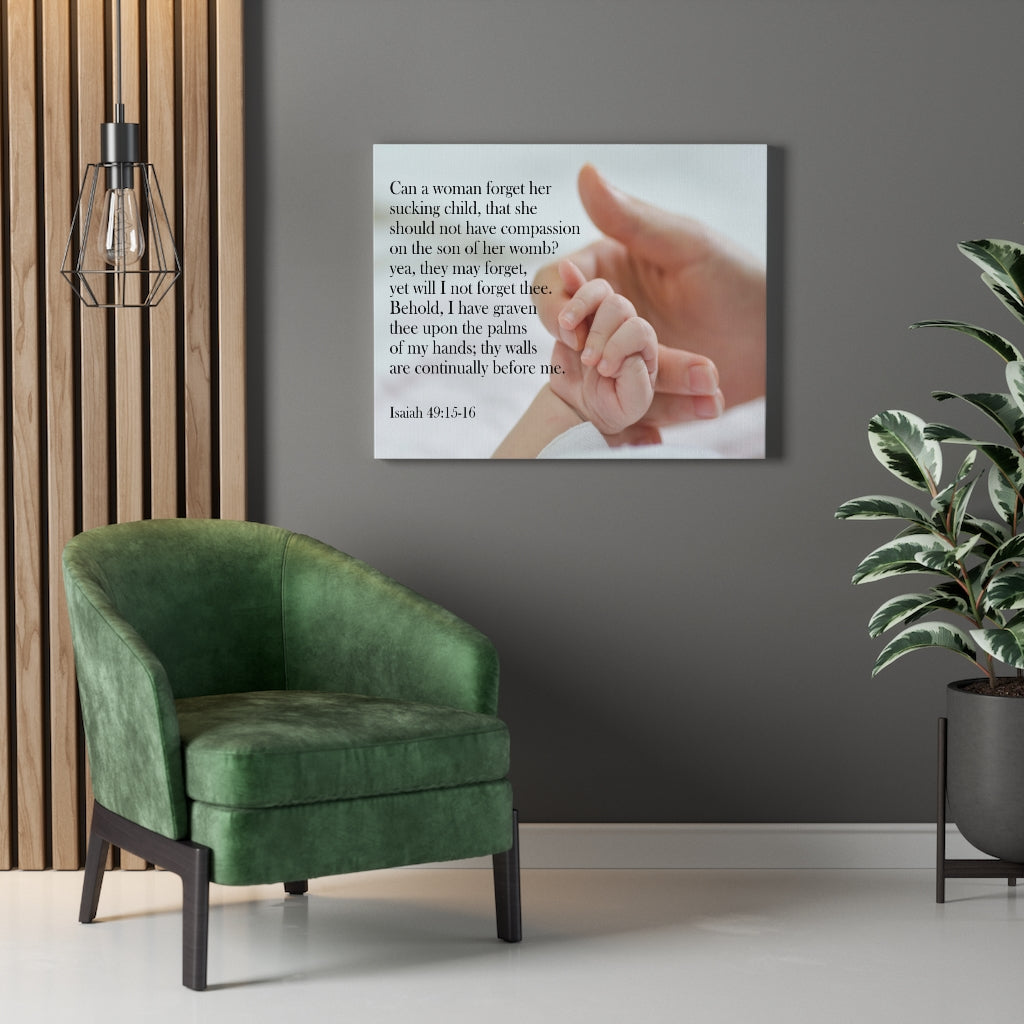 Scripture Walls Never Forgotten Isaiah 49:15-16 Bible Verse Canvas Christian Wall Art Ready to Hang Unframed-Express Your Love Gifts