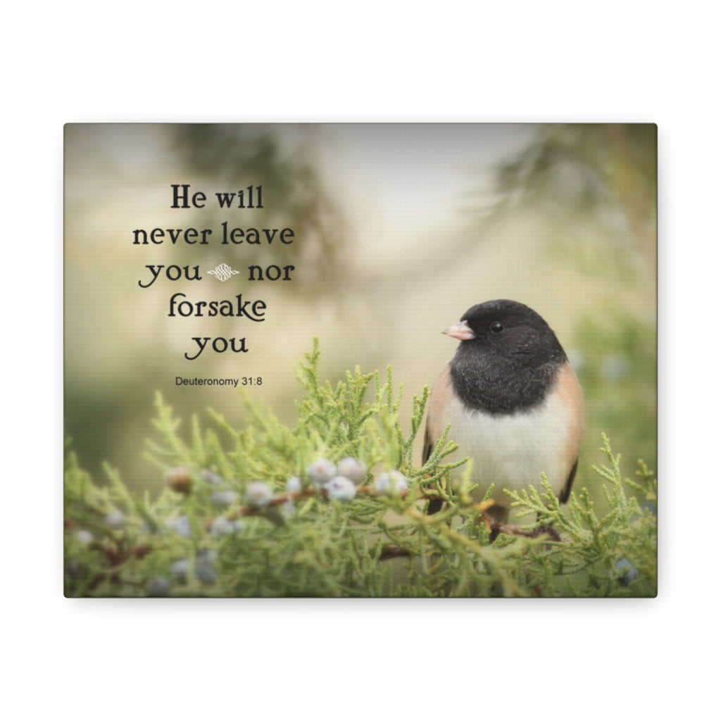 Scripture Walls Never Forsake Deuteronomy 31:8 Bible Verse Canvas Christian Wall Art Ready to Hang Unframed-Express Your Love Gifts