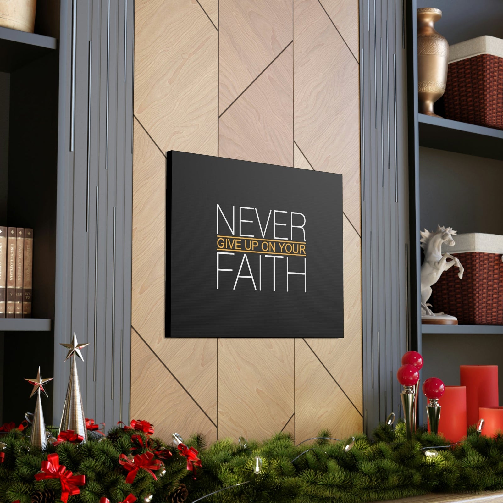 Scripture Walls Never Give Up On Your Faith Ephesians 2:8 Christian Wall Art Bible Verse Print Ready to Hang Unframed-Express Your Love Gifts