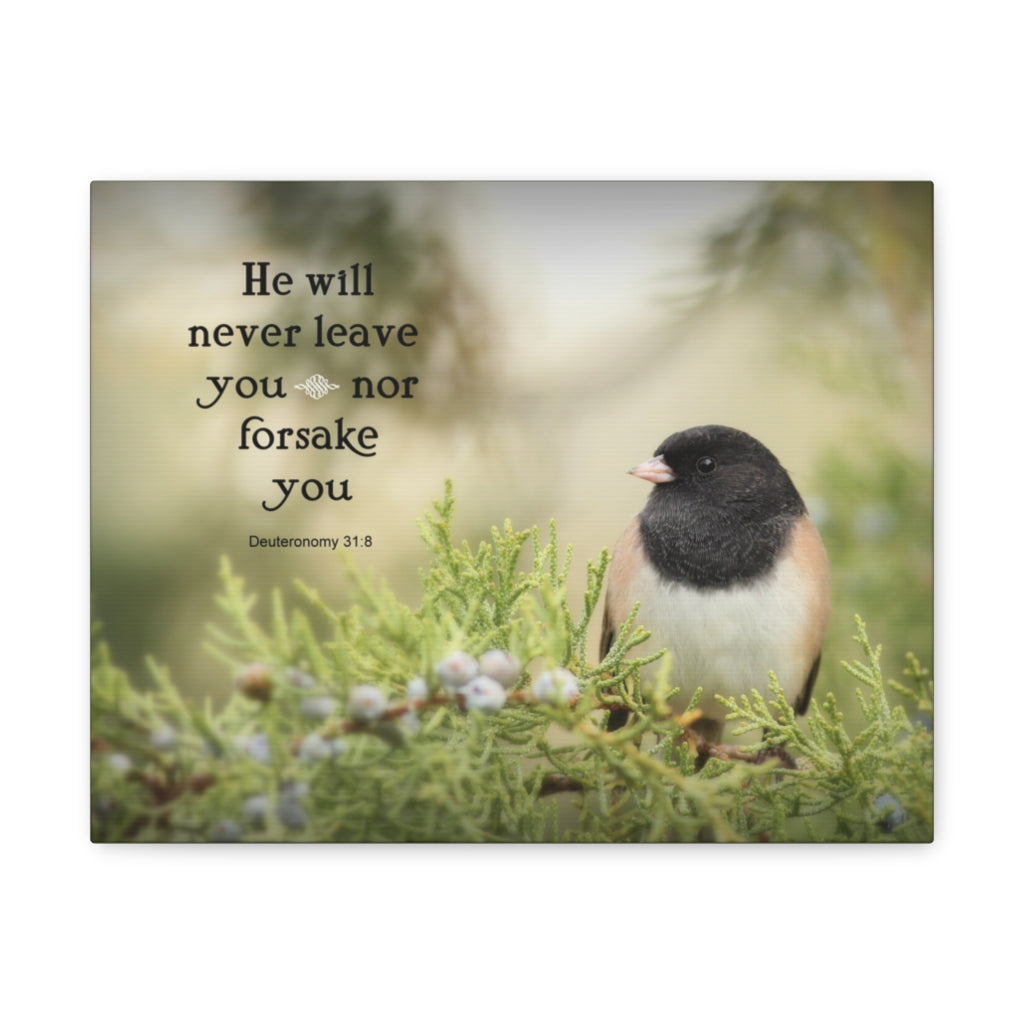 Scripture Walls Never Leave You Deuteronomy 31:8 Bible Verse Canvas Christian Wall Art Ready to Hang Unframed-Express Your Love Gifts