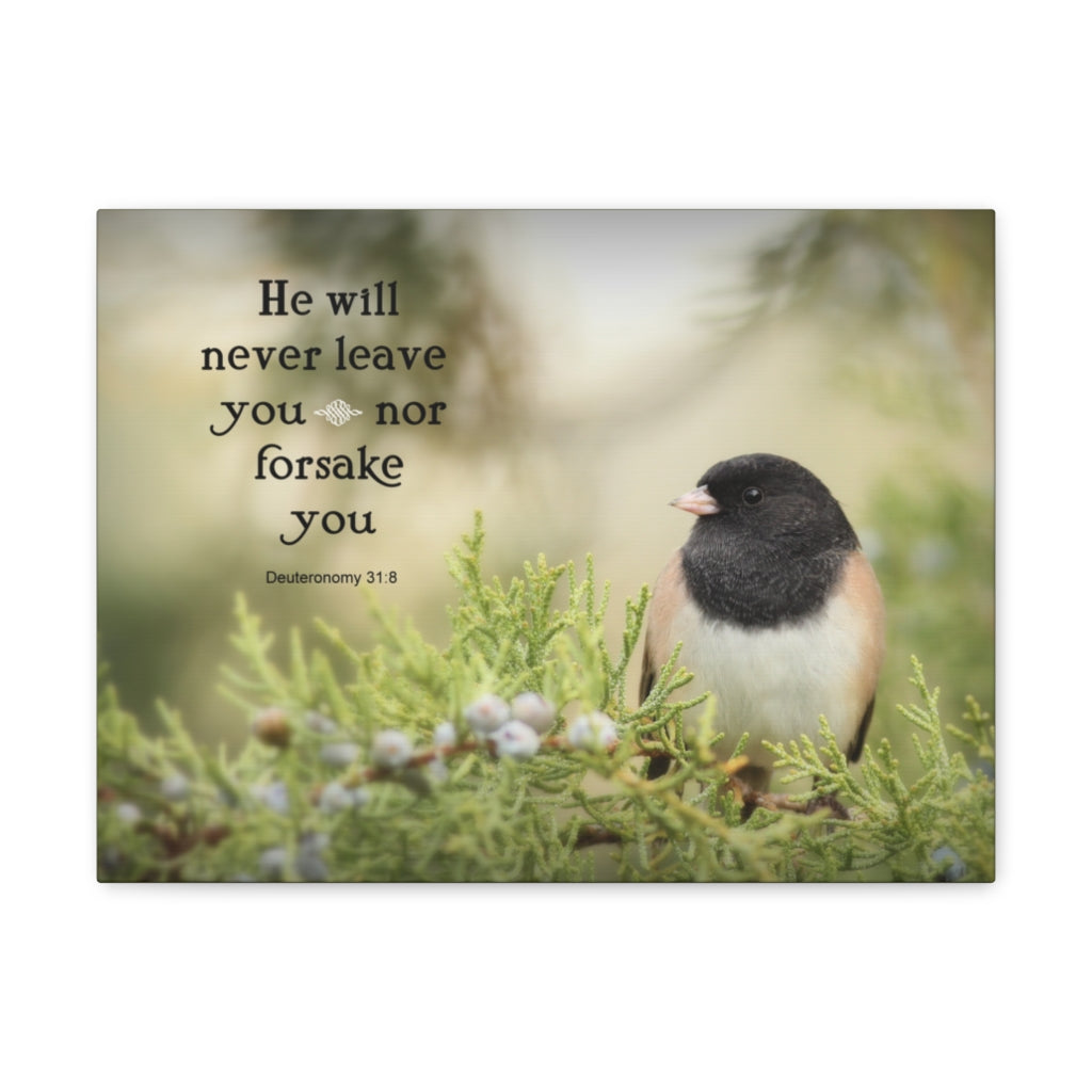 Scripture Walls Never Leave You Deuteronomy 31:8 Bible Verse Canvas Christian Wall Art Ready to Hang Unframed-Express Your Love Gifts
