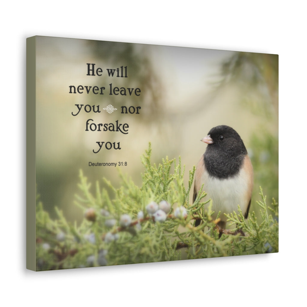 Scripture Walls Never Leave You Deuteronomy 31:8 Bible Verse Canvas Christian Wall Art Ready to Hang Unframed-Express Your Love Gifts