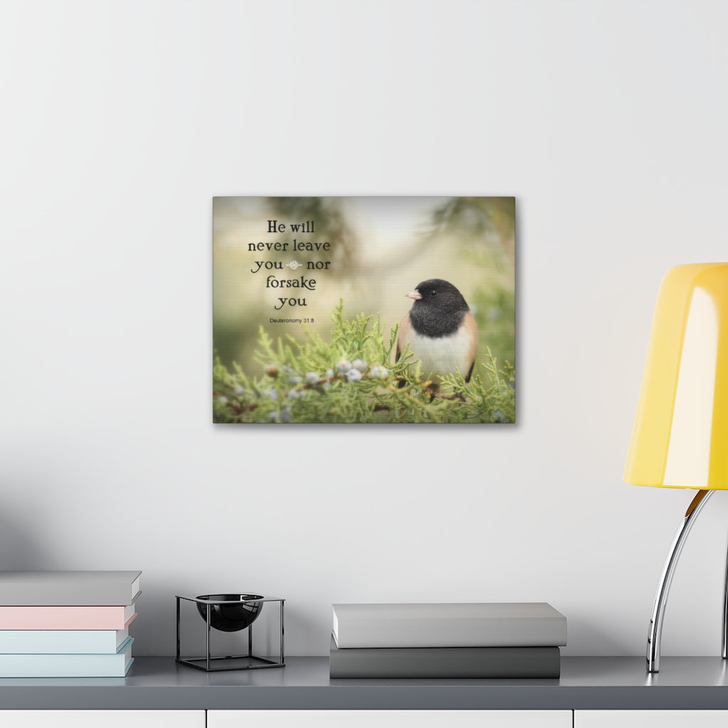 Scripture Walls Never Leave You Deuteronomy 31:8 Bible Verse Canvas Christian Wall Art Ready to Hang Unframed-Express Your Love Gifts