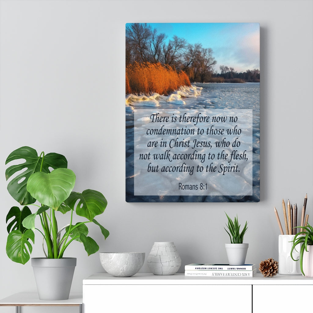 Scripture Walls New in Christ Romans 8:1 Bible Verse Canvas Christian Wall Art Ready to Hang Unframed-Express Your Love Gifts