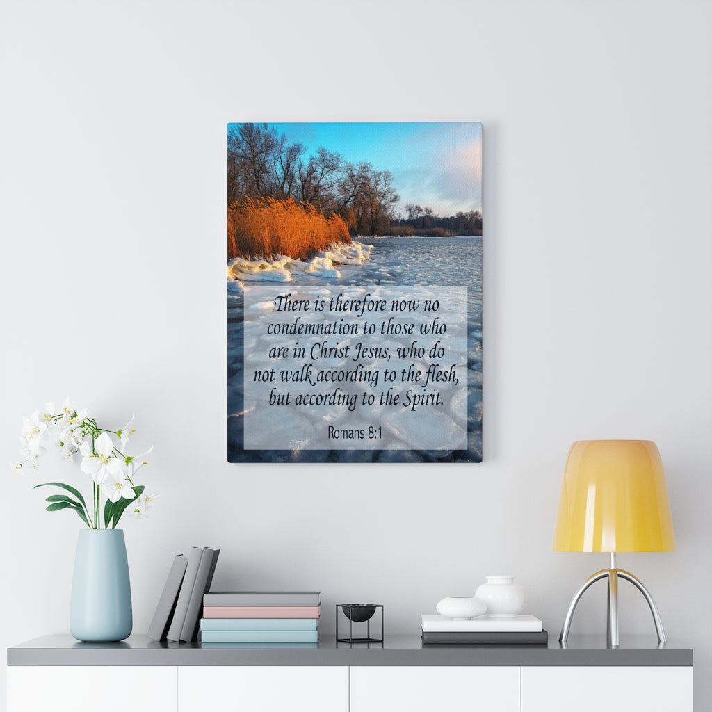 Scripture Walls New in Christ Romans 8:1 Bible Verse Canvas Christian Wall Art Ready to Hang Unframed-Express Your Love Gifts