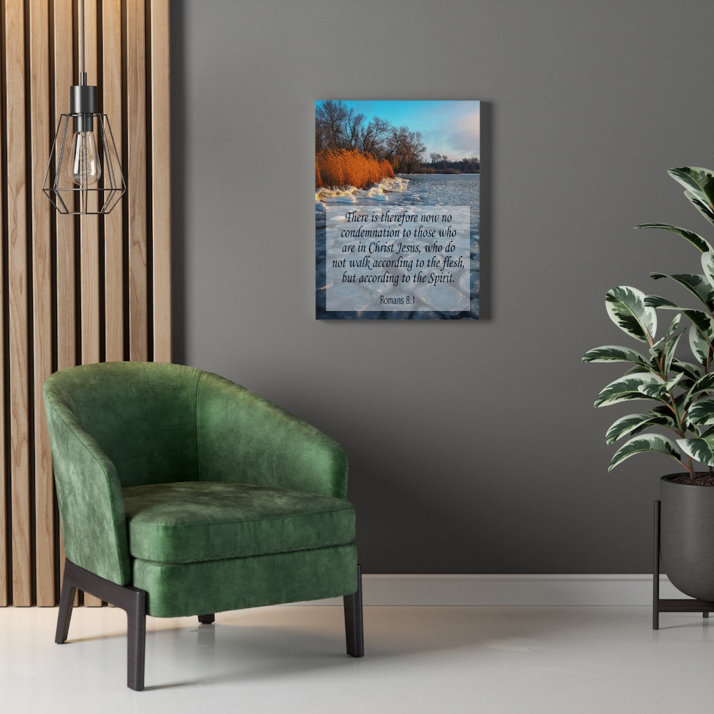 Scripture Walls New in Christ Romans 8:1 Bible Verse Canvas Christian Wall Art Ready to Hang Unframed-Express Your Love Gifts