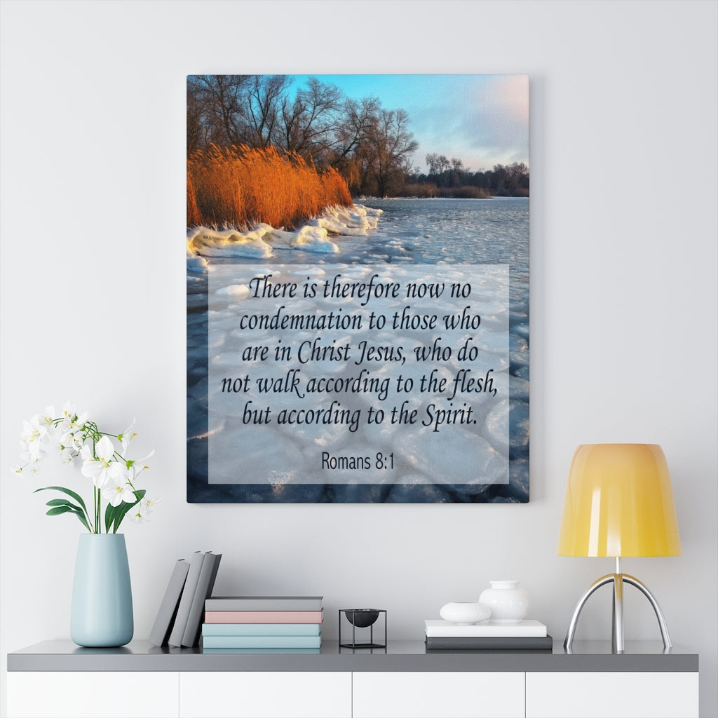 Scripture Walls New in Christ Romans 8:1 Bible Verse Canvas Christian Wall Art Ready to Hang Unframed-Express Your Love Gifts
