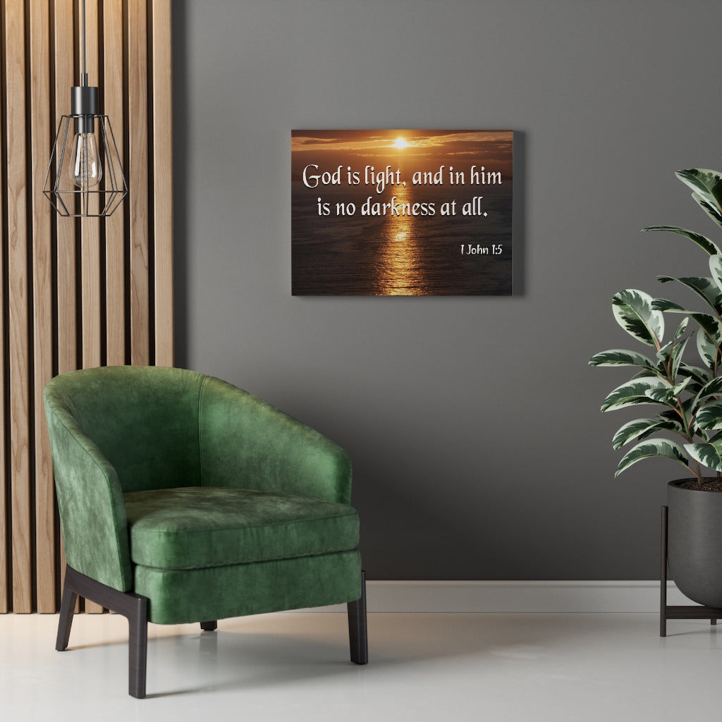 Scripture Walls No Darkness At All 1 John 1:5 Bible Verse Canvas Christian Wall Art Ready to Hang Unframed-Express Your Love Gifts