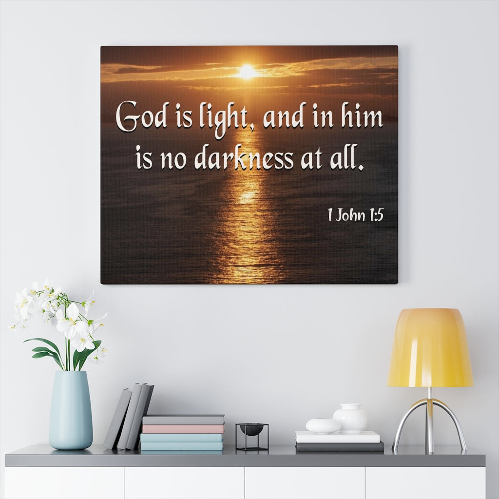 Scripture Walls No Darkness At All 1 John 1:5 Bible Verse Canvas Christian Wall Art Ready to Hang Unframed-Express Your Love Gifts
