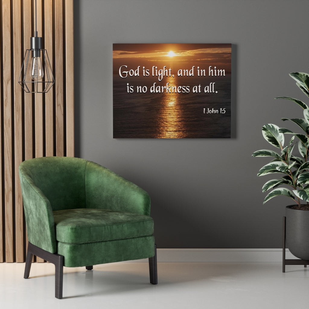 Scripture Walls No Darkness At All 1 John 1:5 Bible Verse Canvas Christian Wall Art Ready to Hang Unframed-Express Your Love Gifts