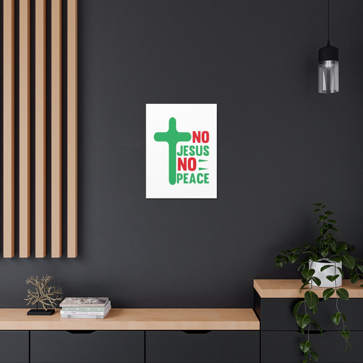 Scripture Walls No Jesus No Peace Romans 5:1 Cross Christian Wall Art Bible Verse Print Ready to Hang Unframed-Express Your Love Gifts