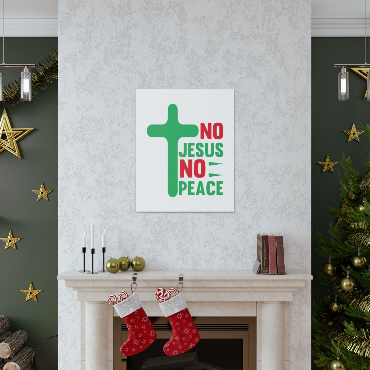 Scripture Walls No Jesus No Peace Romans 5:1 Cross Christian Wall Art Bible Verse Print Ready to Hang Unframed-Express Your Love Gifts
