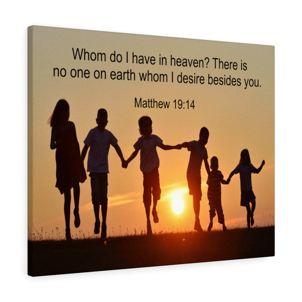 Scripture Walls No One On Earth Matthew 19:14 Bible Verse Canvas Christian Wall Art Ready to Hang Unframed-Express Your Love Gifts