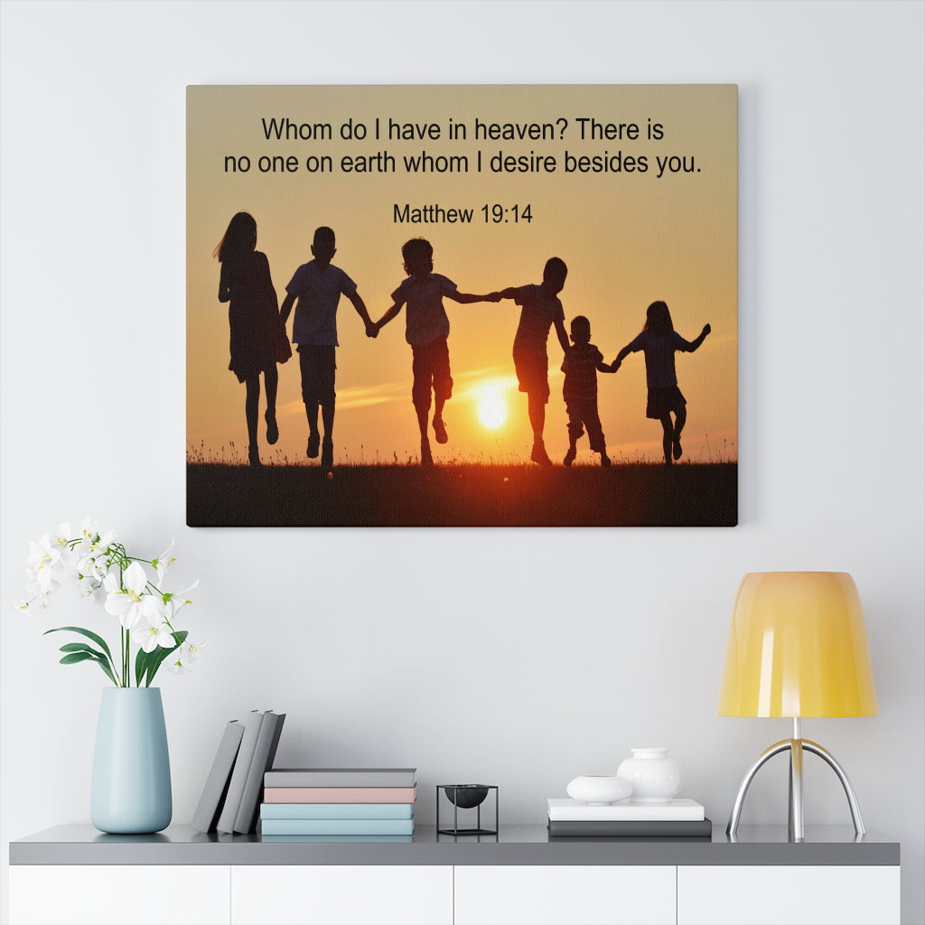 Scripture Walls No One On Earth Matthew 19:14 Bible Verse Canvas Christian Wall Art Ready to Hang Unframed-Express Your Love Gifts