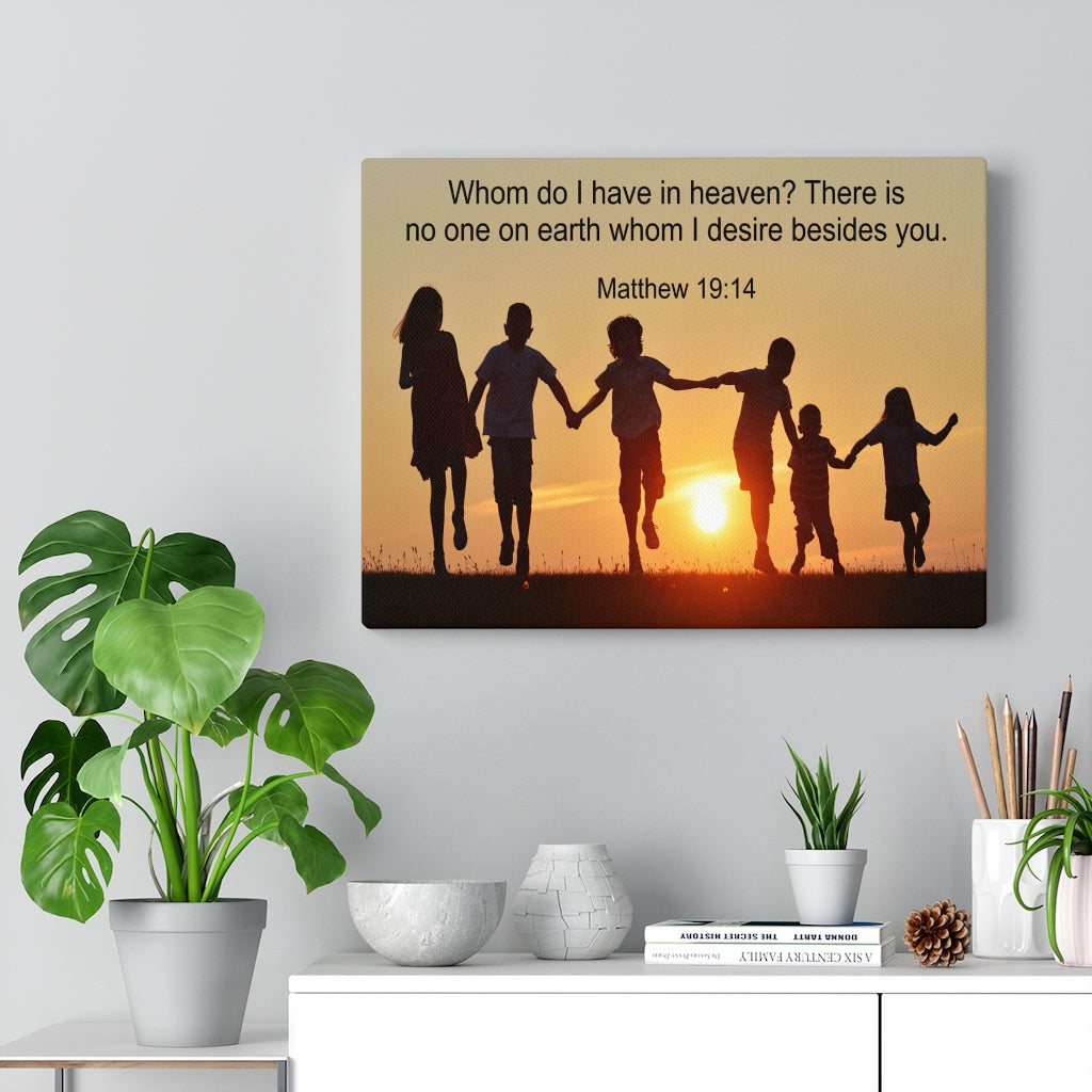 Scripture Walls No One On Earth Matthew 19:14 Bible Verse Canvas Christian Wall Art Ready to Hang Unframed-Express Your Love Gifts