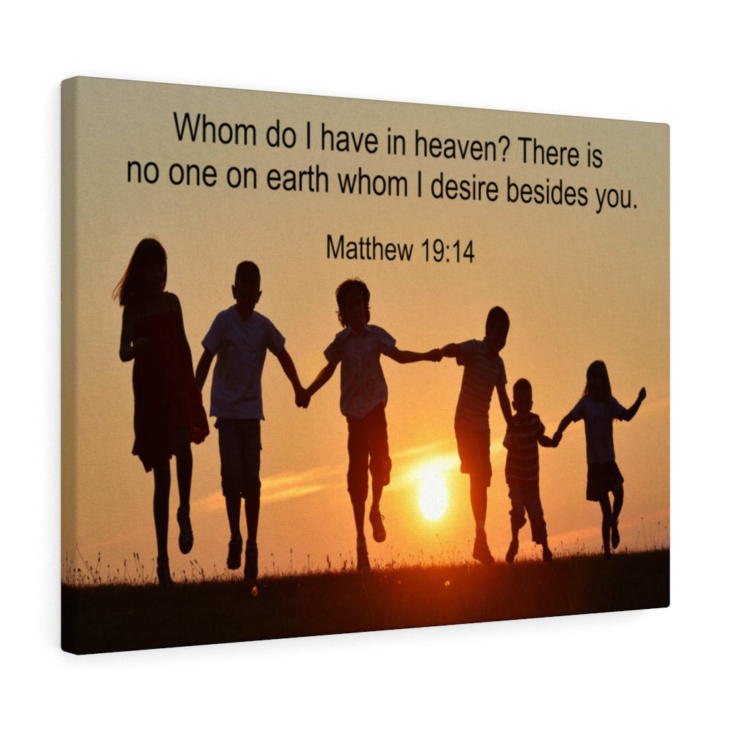 Scripture Walls No One On Earth Matthew 19:14 Bible Verse Canvas Christian Wall Art Ready to Hang Unframed-Express Your Love Gifts
