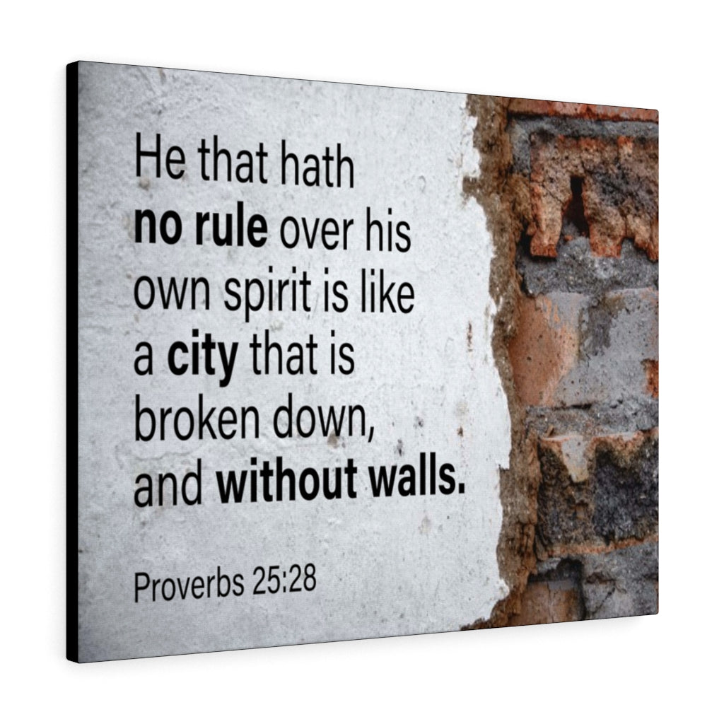 Scripture Walls No Rule Without Walls Proverbs 25:28 Bible Verse Canvas Christian Wall Art Ready to Hang Unframed-Express Your Love Gifts
