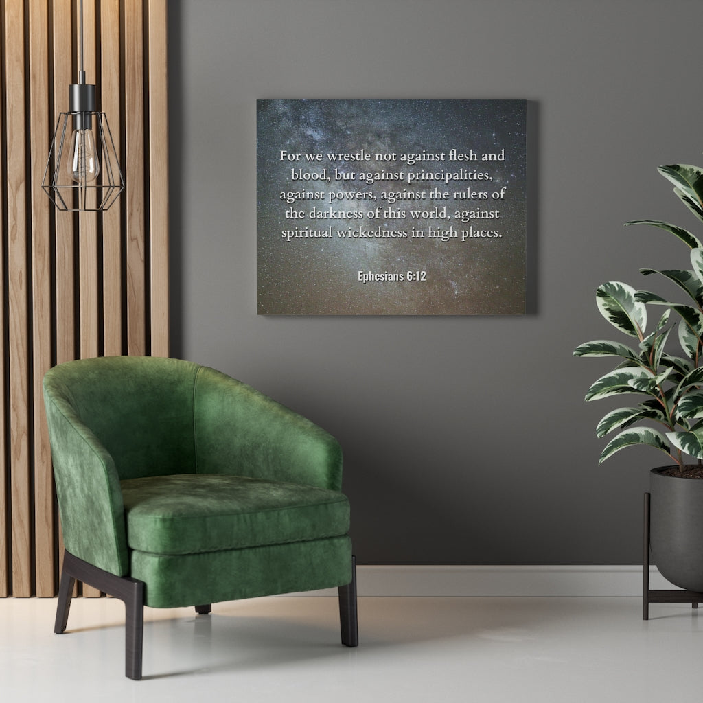 Scripture Walls Not Against Ephesians 6:12 Bible Verse Canvas Christian Wall Art Ready to Hang Unframed-Express Your Love Gifts