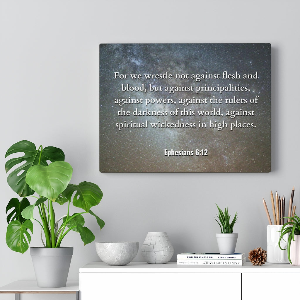 Scripture Walls Not Against Ephesians 6:12 Bible Verse Canvas Christian Wall Art Ready to Hang Unframed-Express Your Love Gifts