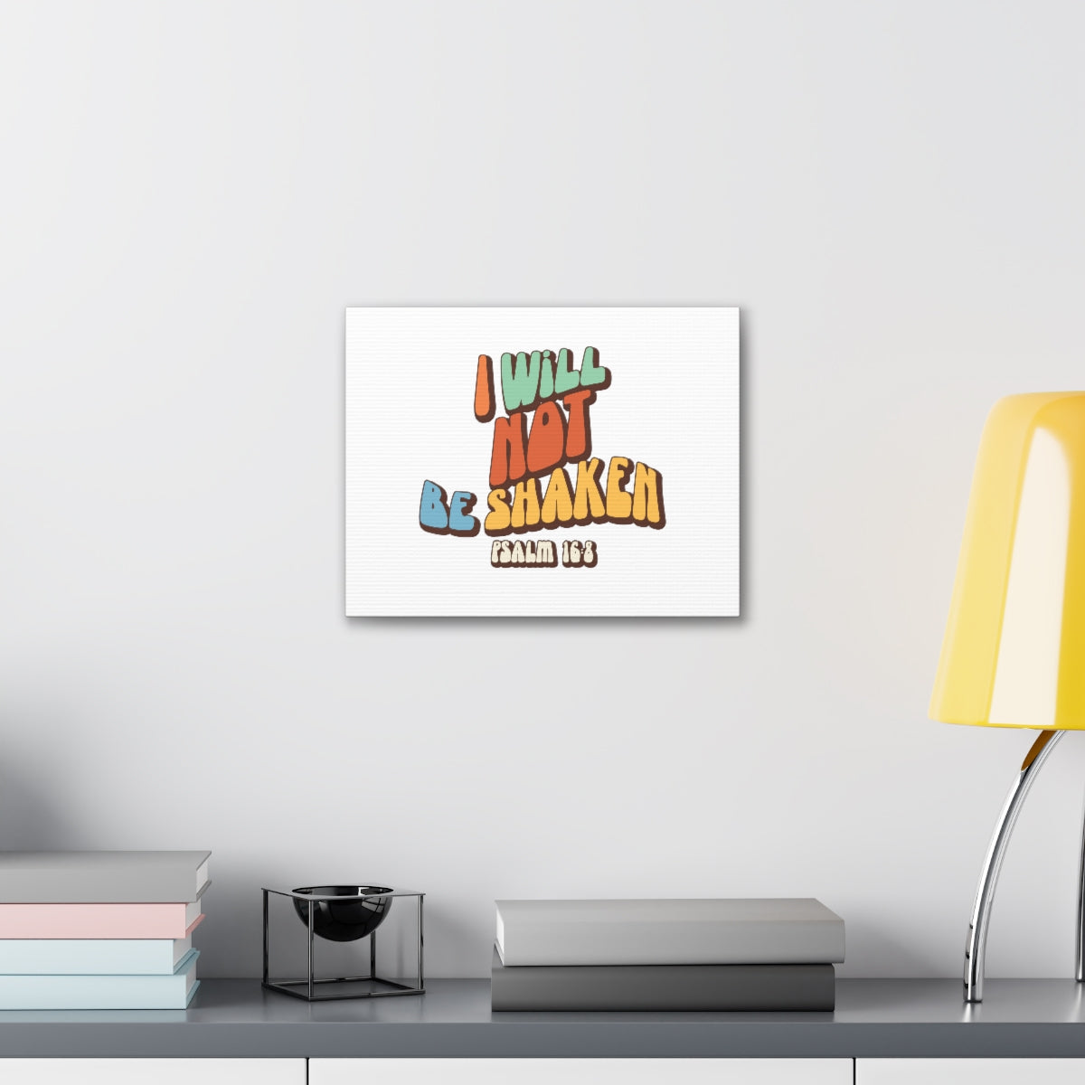 Scripture Walls Not Be Shaken Psalm 16:8 Orange Bible Verse Canvas Christian Wall Art Ready to Hang Unframed-Express Your Love Gifts