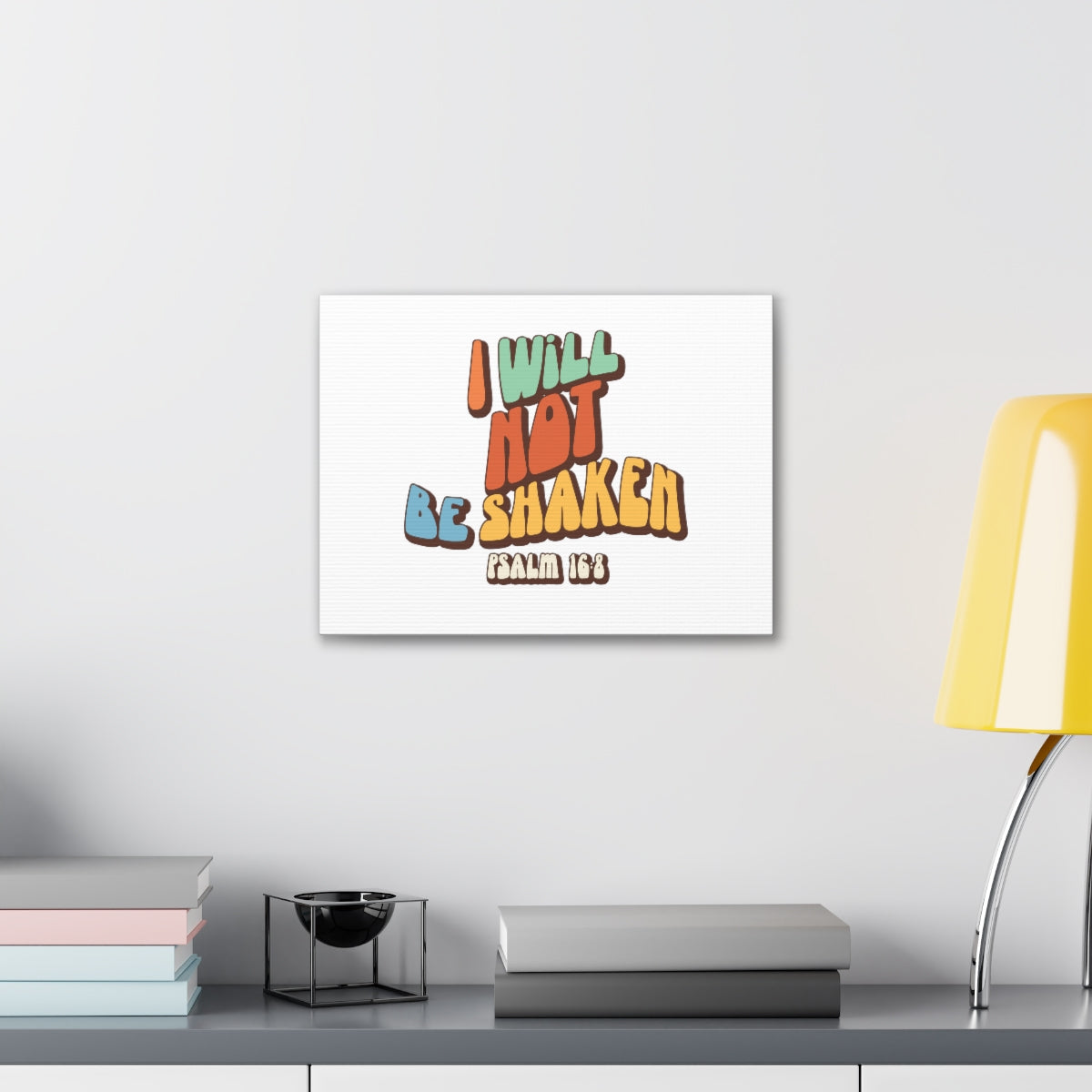 Scripture Walls Not Be Shaken Psalm 16:8 Orange Bible Verse Canvas Christian Wall Art Ready to Hang Unframed-Express Your Love Gifts