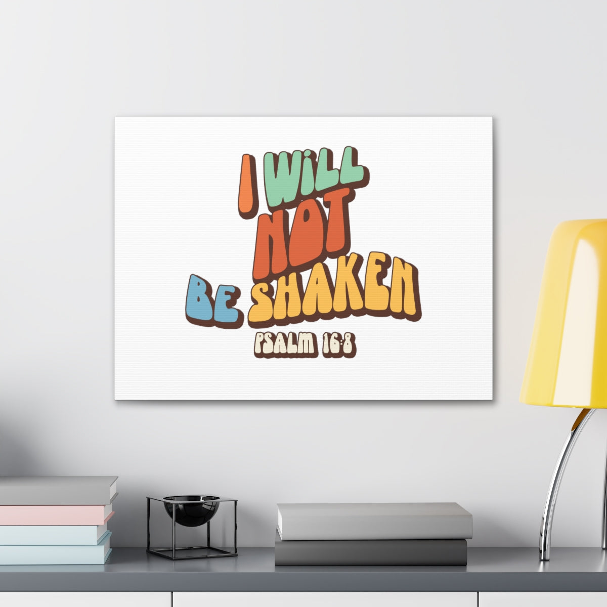 Scripture Walls Not Be Shaken Psalm 16:8 Orange Bible Verse Canvas Christian Wall Art Ready to Hang Unframed-Express Your Love Gifts