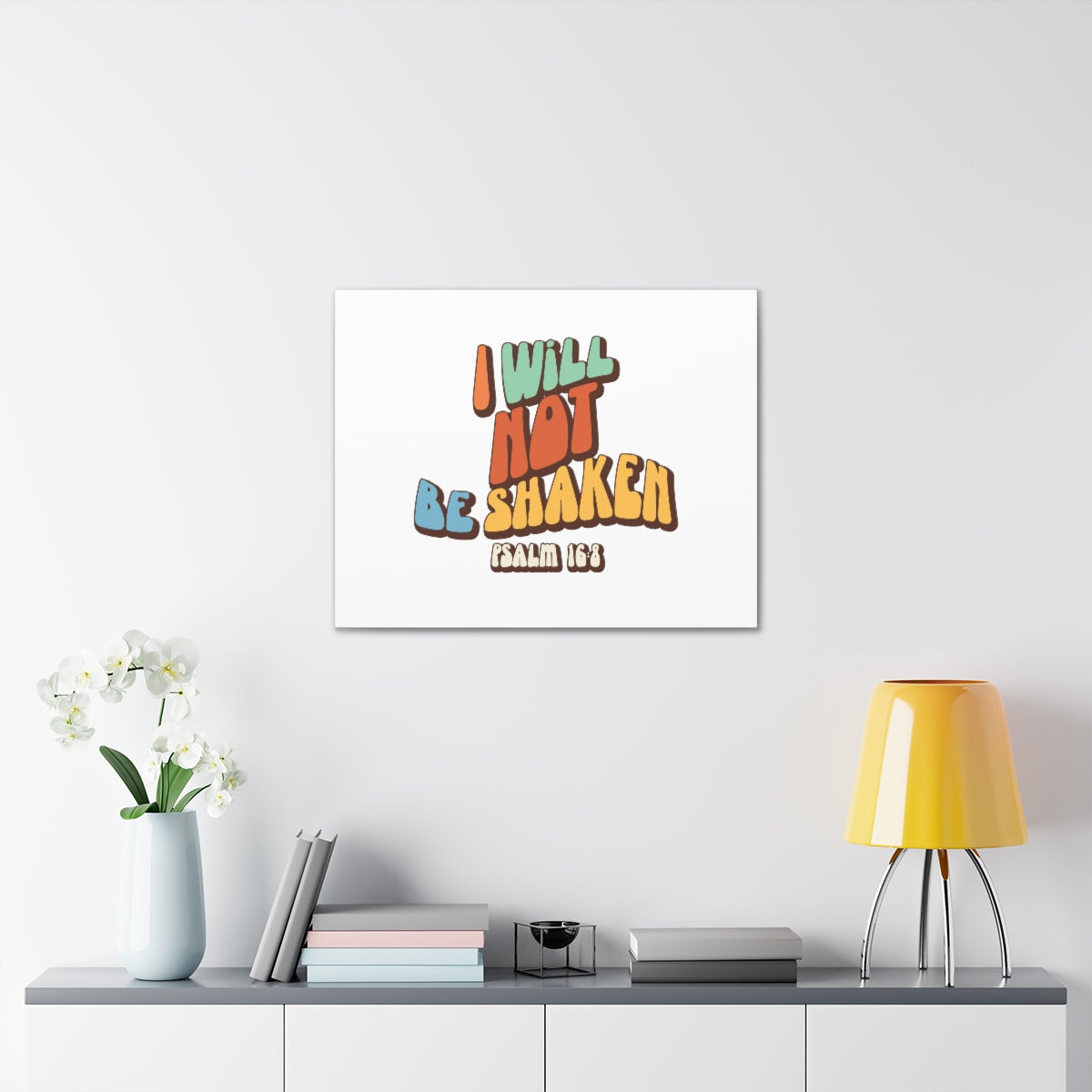 Scripture Walls Not Be Shaken Psalm 16:8 Orange Bible Verse Canvas Christian Wall Art Ready to Hang Unframed-Express Your Love Gifts