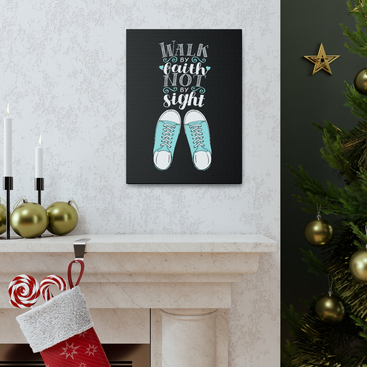 Scripture Walls Not By Sight Black 2 Corinthians 5:7 Christian Wall Art Bible Verse Print Ready to Hang Unframed-Express Your Love Gifts