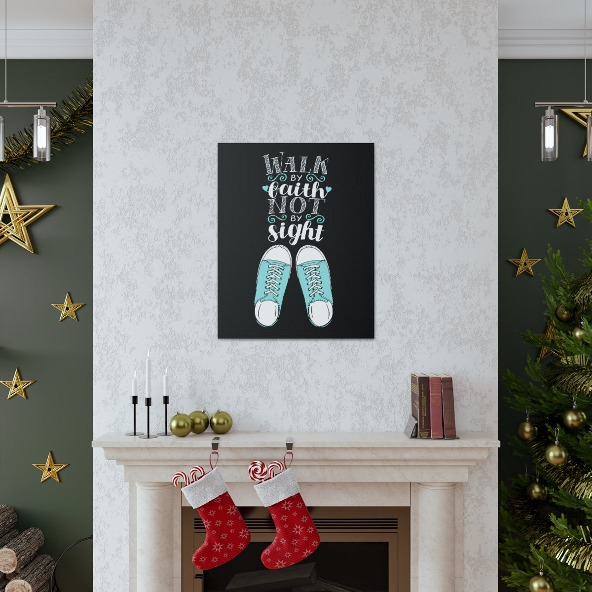 Scripture Walls Not By Sight Black 2 Corinthians 5:7 Christian Wall Art Bible Verse Print Ready to Hang Unframed-Express Your Love Gifts