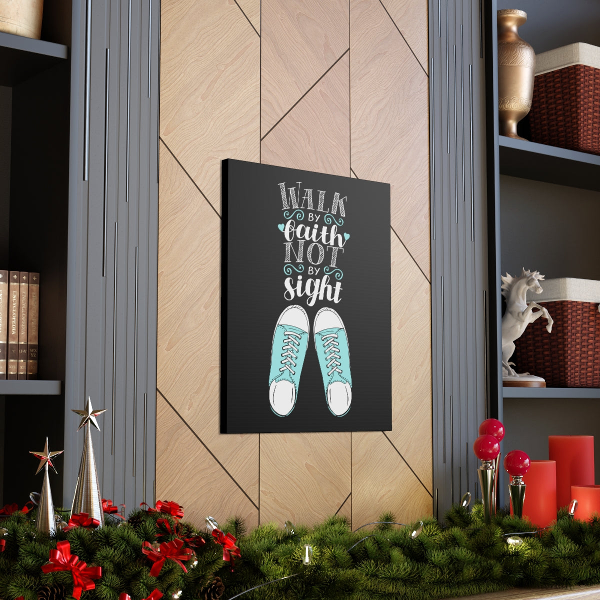 Scripture Walls Not By Sight Black 2 Corinthians 5:7 Christian Wall Art Bible Verse Print Ready to Hang Unframed-Express Your Love Gifts