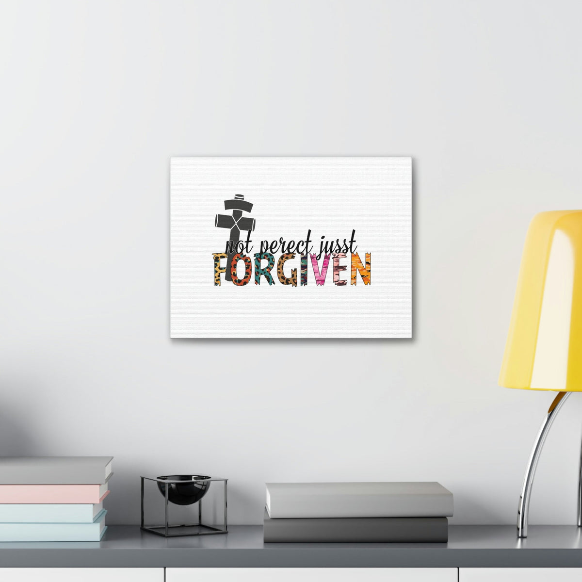 Scripture Walls Not Perfect, Just Forgiven 1 John 2:12 Colored Cross Christian Wall Art Bible Verse Print Ready to Hang Unframed-Express Your Love Gifts