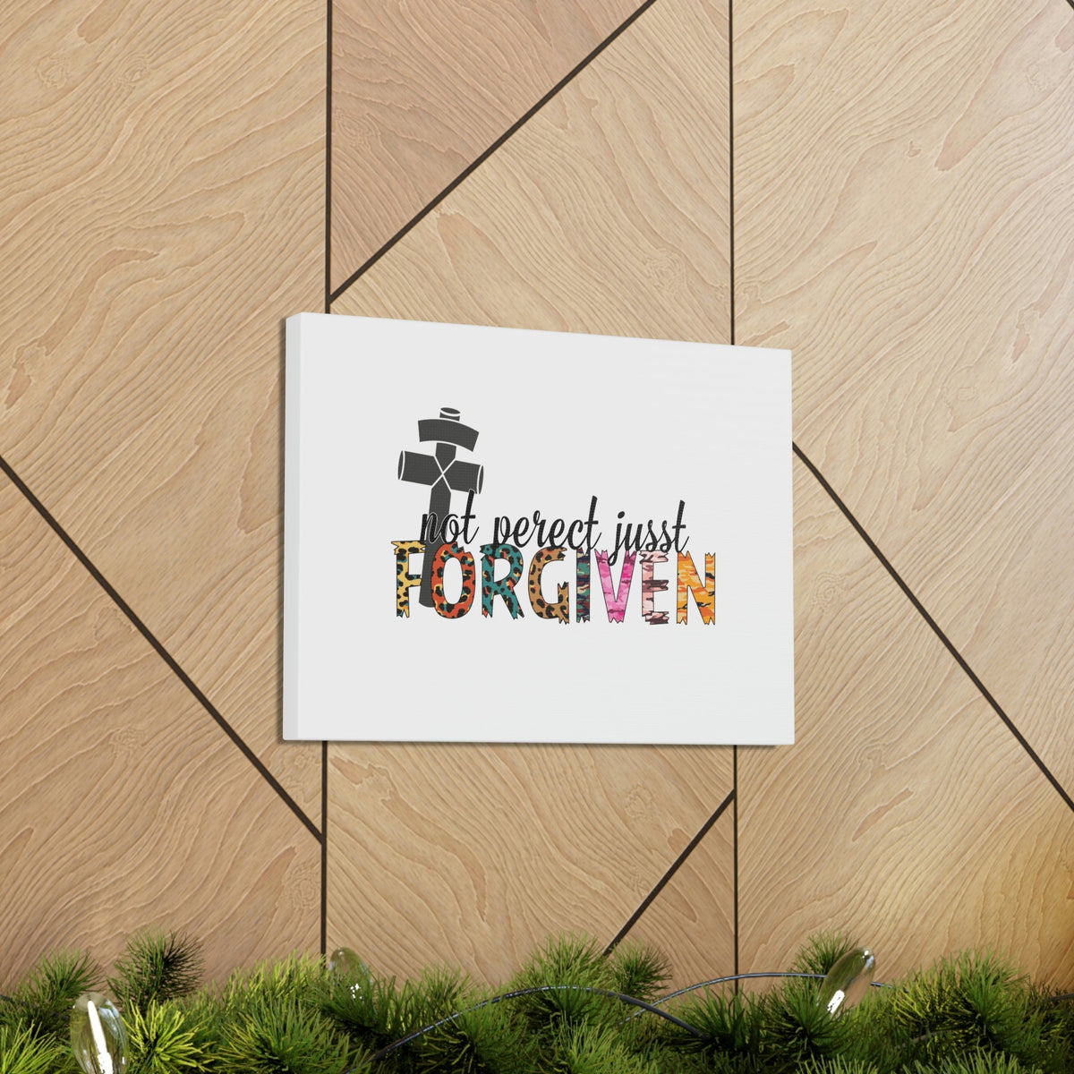 Scripture Walls Not Perfect, Just Forgiven 1 John 2:12 Colored Cross Christian Wall Art Bible Verse Print Ready to Hang Unframed-Express Your Love Gifts